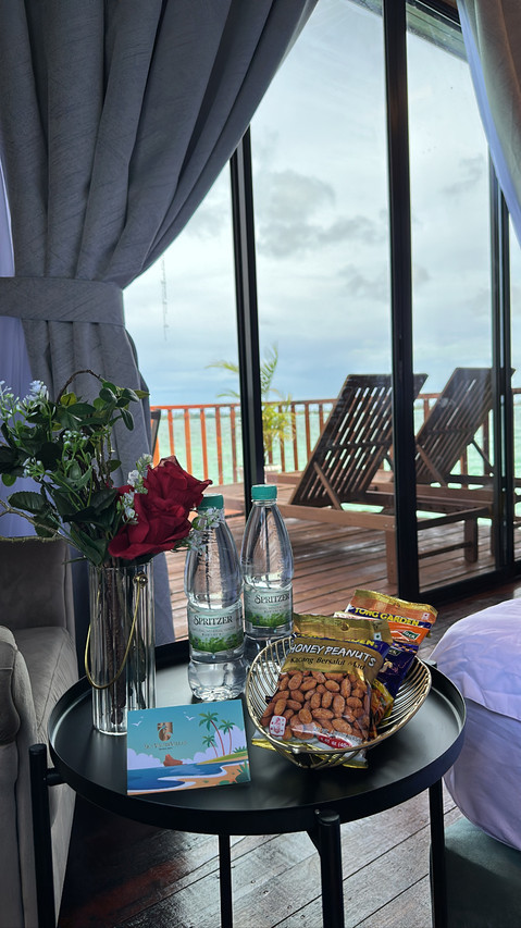 Deluxe Villa welcome snacks and water