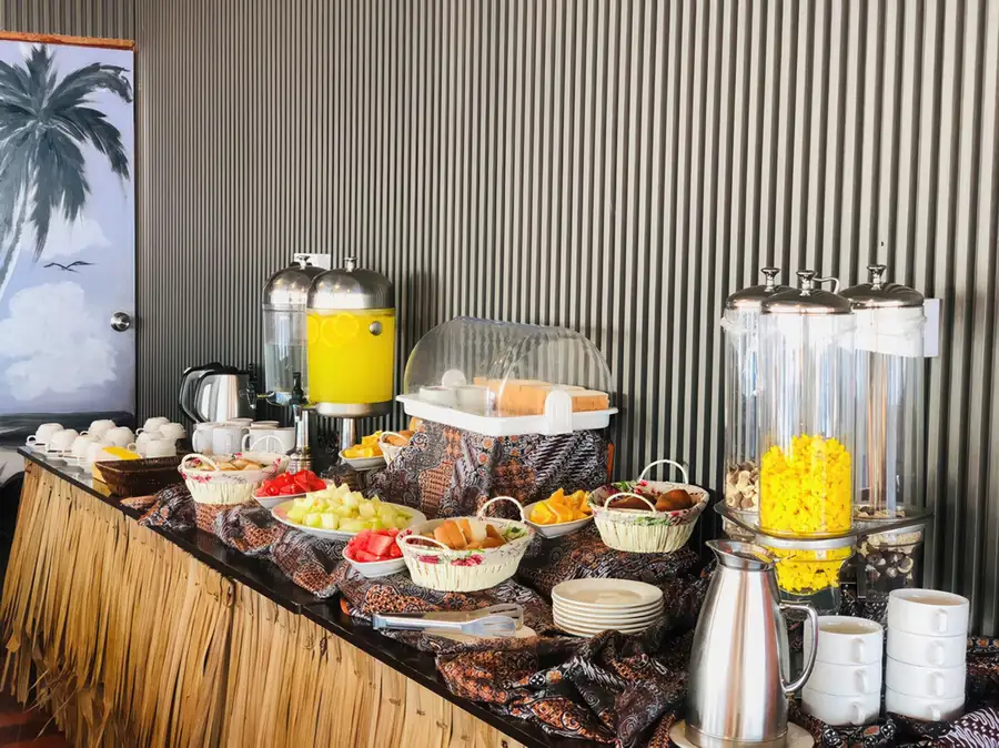 Selection of buffet meals for breakfast and dinner Sky Water Villas